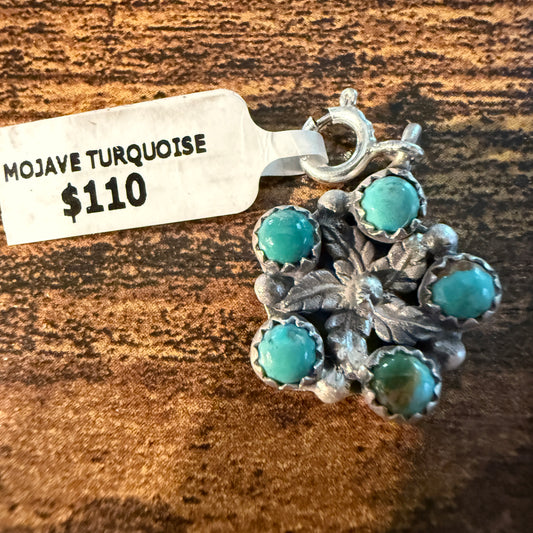 Mojave Turquoise Necklace Charm in Sterling Silver Wild West Boho