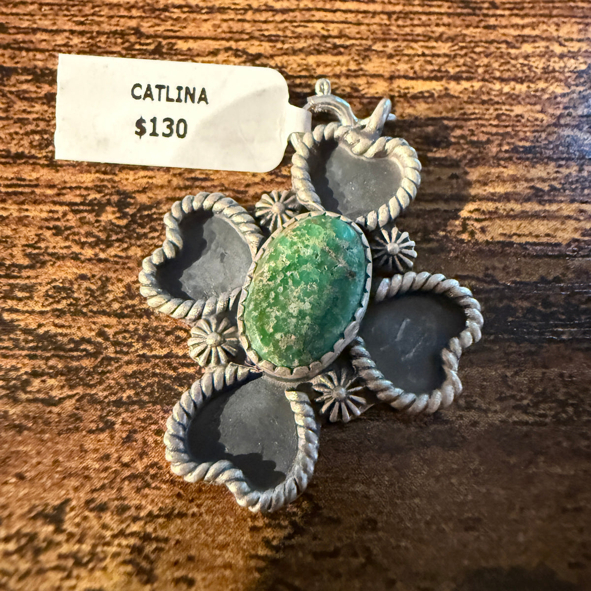 Catlina Turquoise Four Leaf Clover Charm in Sterling Silver Wild West Boho
