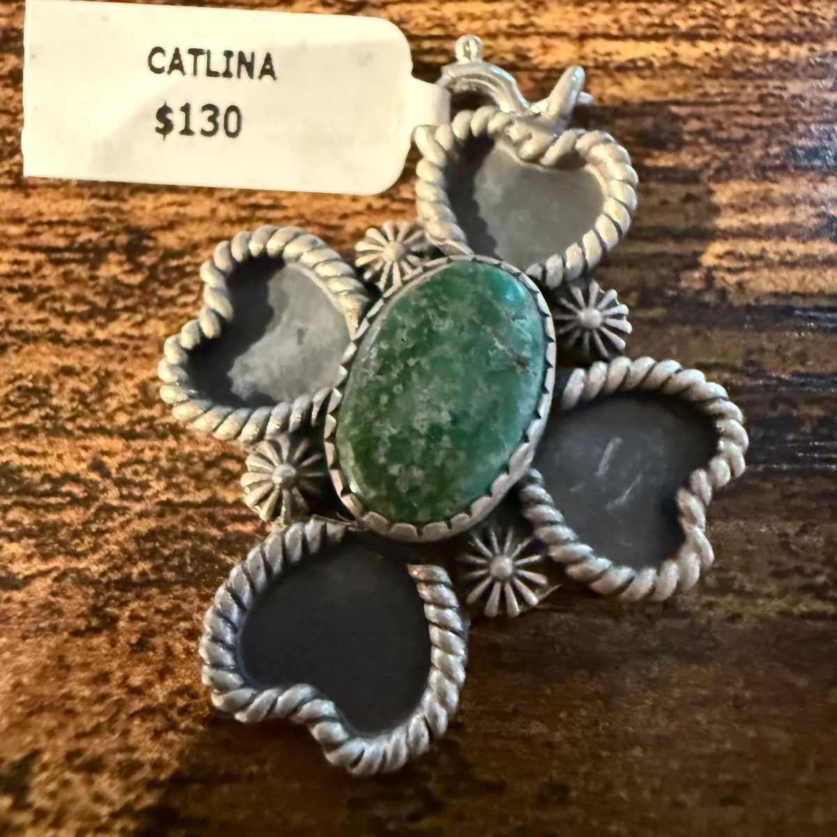 Catlina Turquoise Four Leaf Clover Charm in Sterling Silver Wild West Boho