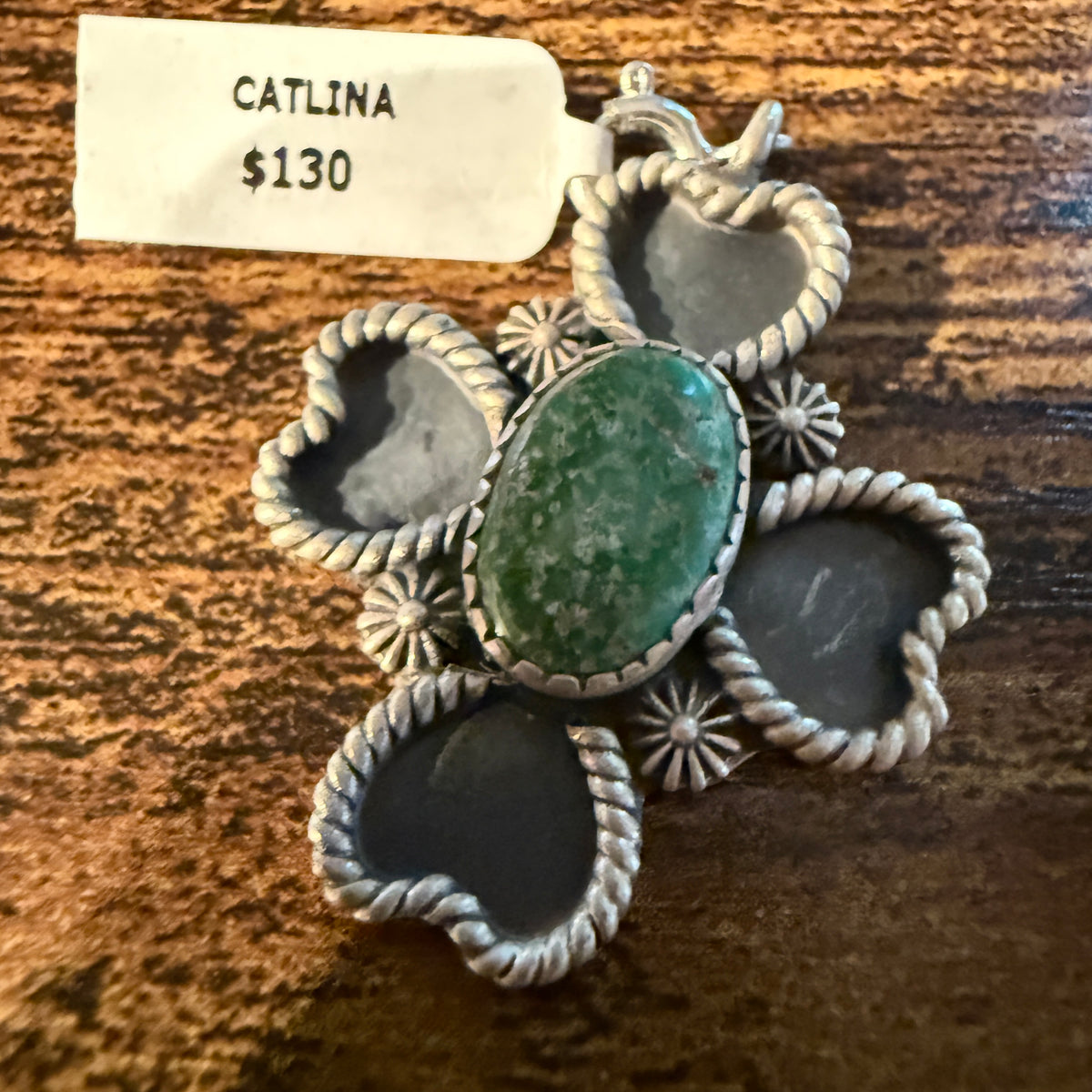 Catlina Turquoise Four Leaf Clover Charm in Sterling Silver Wild West Boho