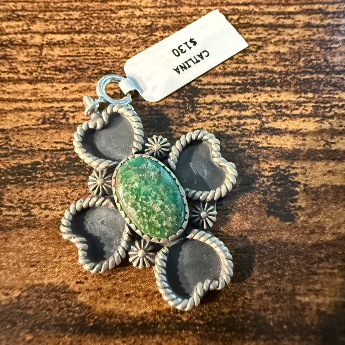 Catlina Turquoise Four Leaf Clover Charm in Sterling Silver Wild West Boho