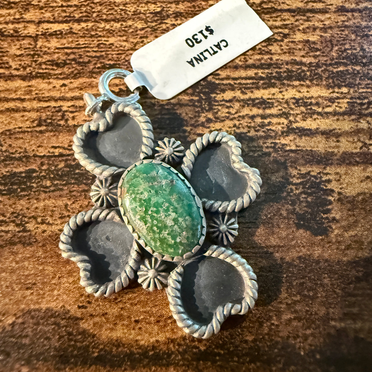 Catlina Turquoise Four Leaf Clover Charm in Sterling Silver Wild West Boho