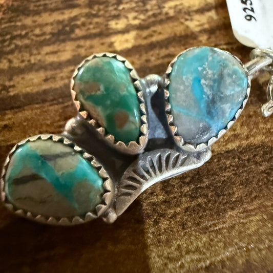Sonoran Turquoise Necklace Charm in Sterling Silver Wild West Boho
