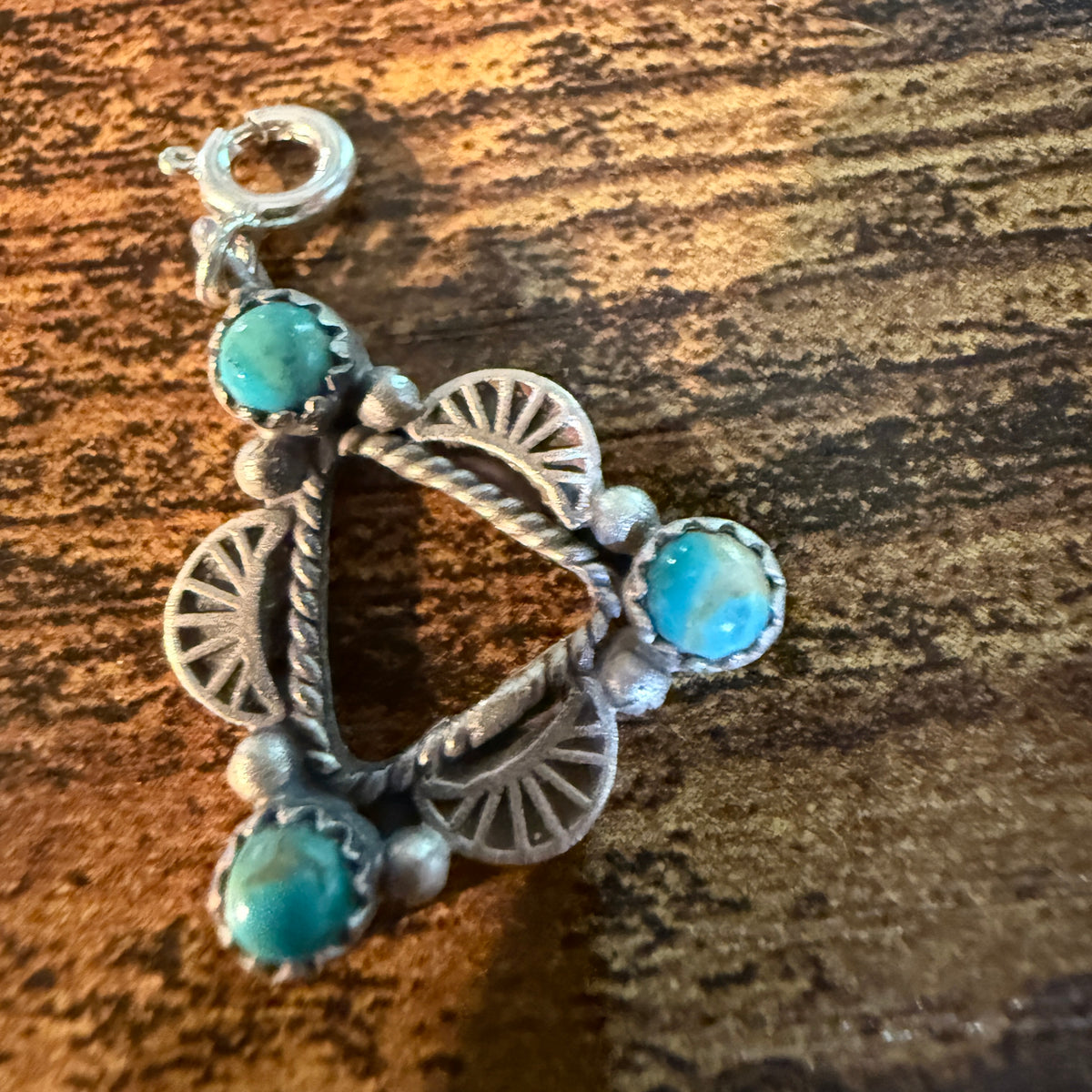 Sonoran Turquoise Bracelet Charm in Sterling Silver Wild West Boho