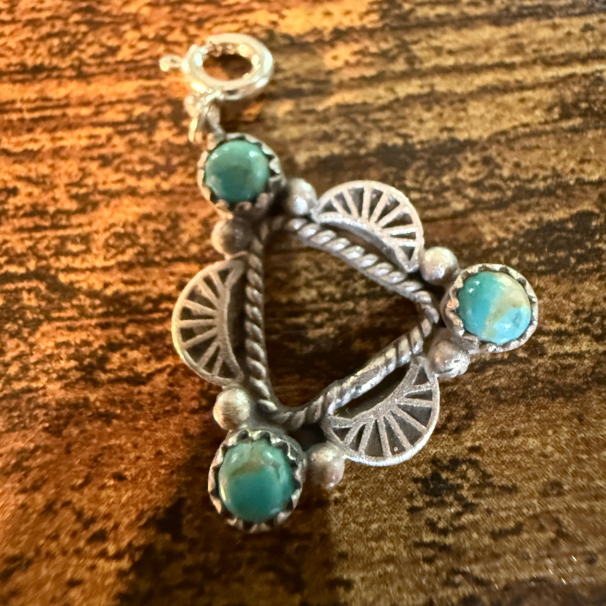 Sonoran Turquoise Bracelet Charm in Sterling Silver Wild West Boho