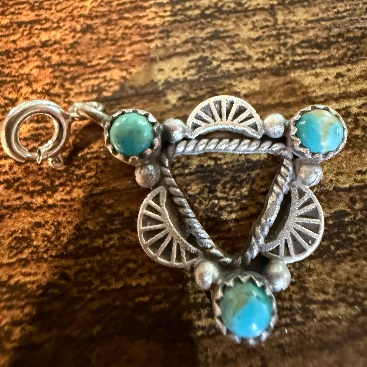 Sonoran Turquoise Bracelet Charm in Sterling Silver Wild West Boho