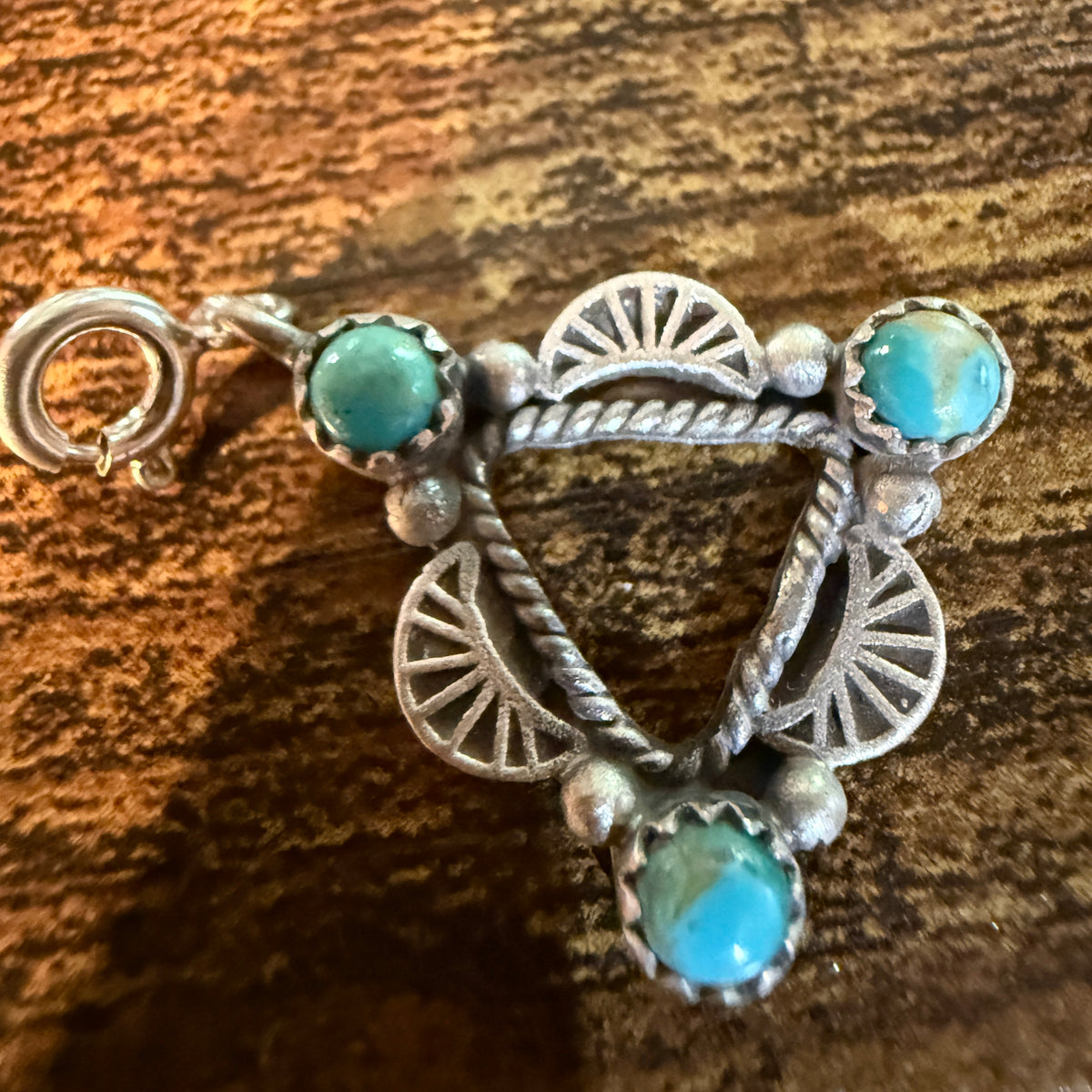 Sonoran Turquoise Bracelet Charm in Sterling Silver Wild West Boho
