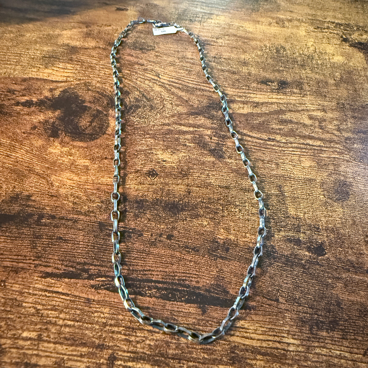 Oxidized Paper Clip Heavy Chain 24 Inch Brass Plated and Silver Wild West Boho