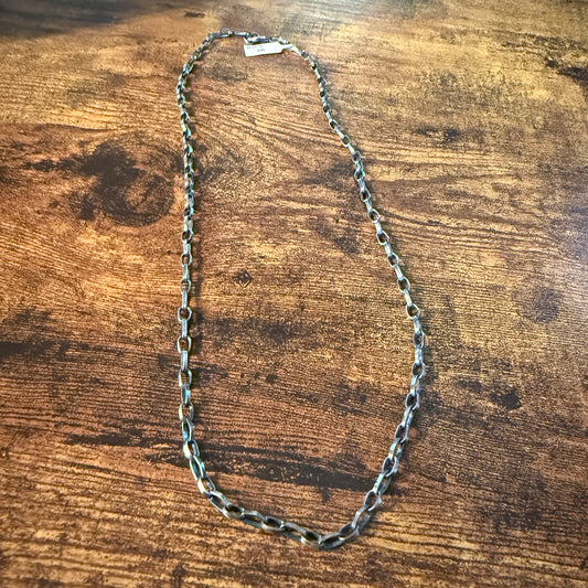 Oxidized Paper Clip Heavy Chain 24 Inch Brass Plated and Silver Wild West Boho