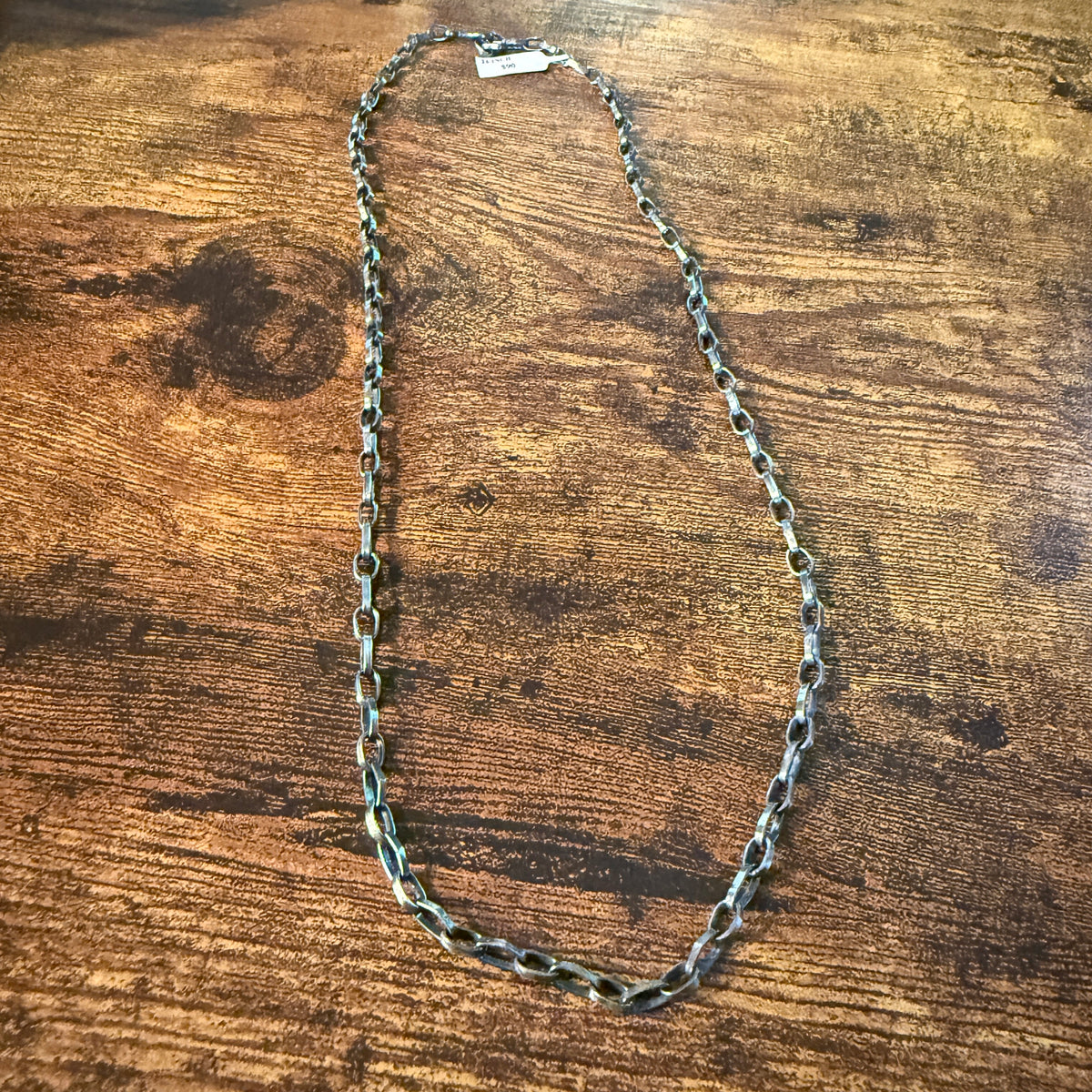 Oxidized Paper Clip Heavy Chain 24 Inch Brass Plated and Silver Wild West Boho