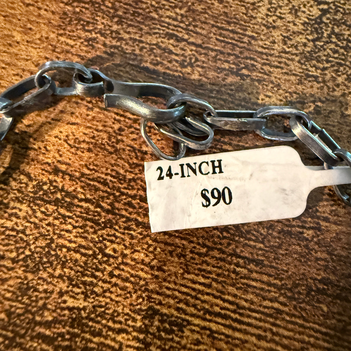 Oxidized Paper Clip Heavy Chain 24 Inch Brass Plated and Silver Wild West Boho