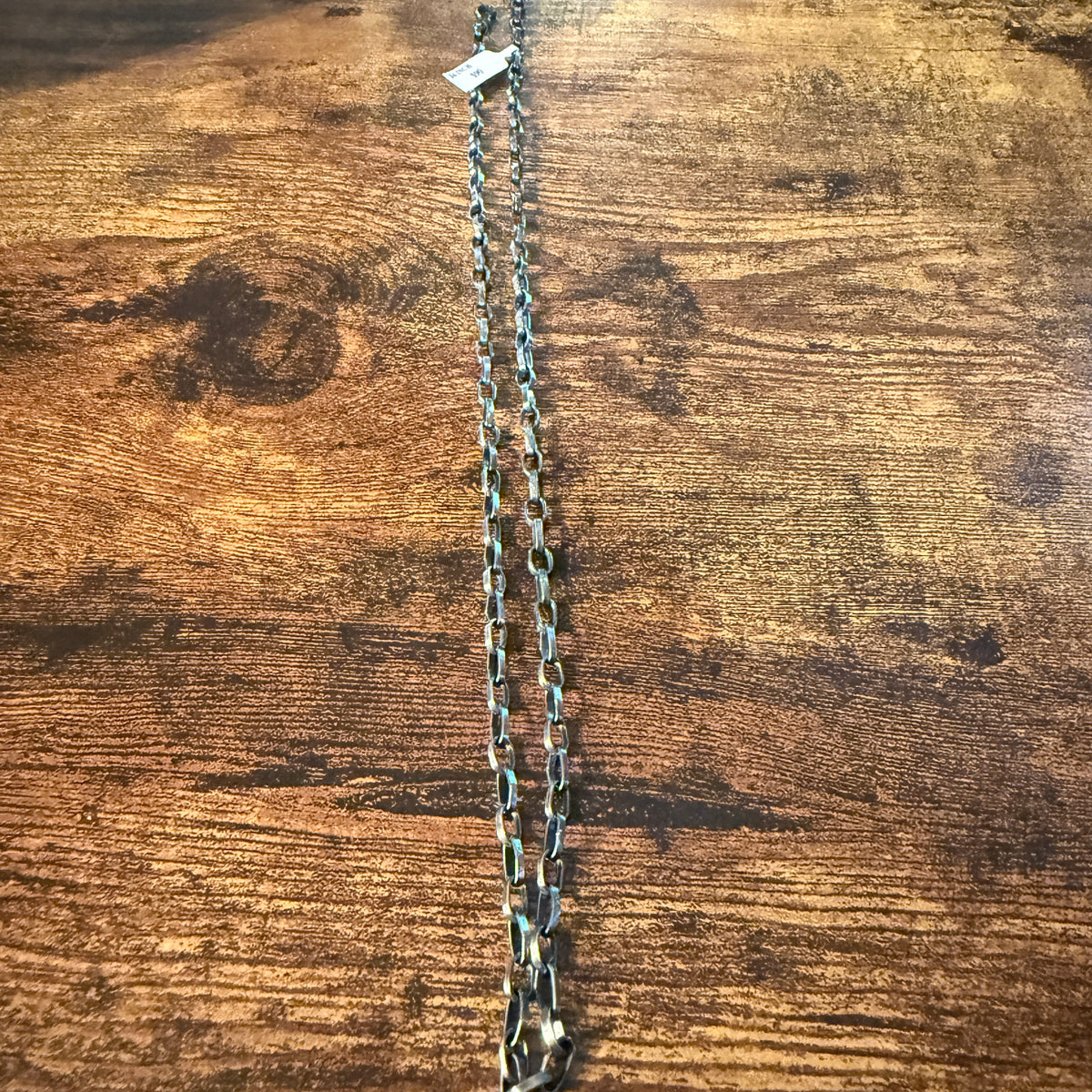 Oxidized Paper Clip Heavy Chain 24 Inch Brass Plated and Silver Wild West Boho