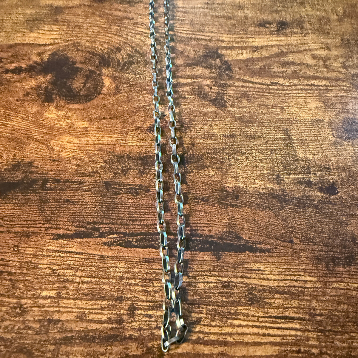 Oxidized Paper Clip Heavy Chain 24 Inch Brass Plated and Silver Wild West Boho