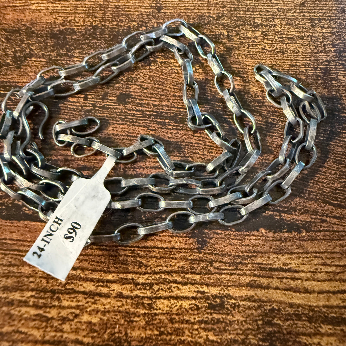 Oxidized Paper Clip Heavy Chain 24 Inch Brass Plated and Silver Wild West Boho