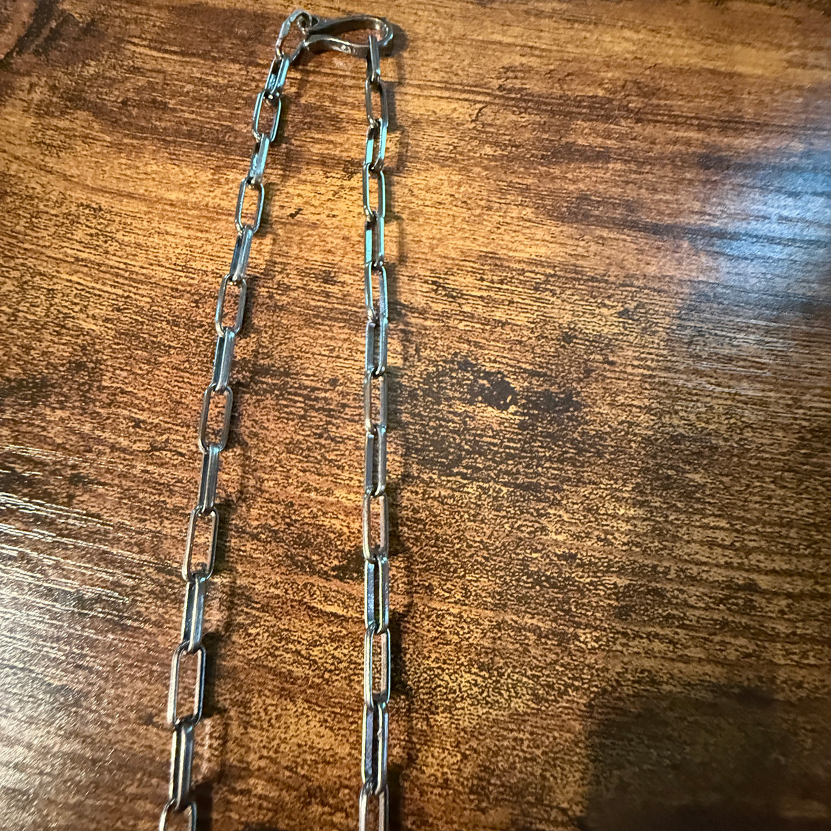Native Signed Tony Yazzi Queen Pink Conch Heavy Paper Clip Chain Necklace Sterling Silver Wild West Boho