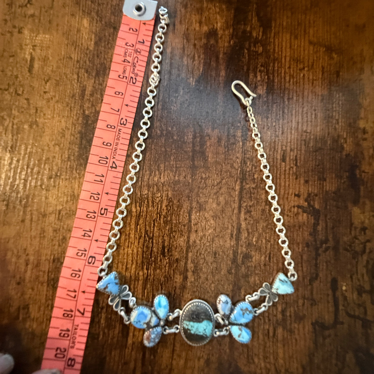 Blackjack and Golden Hills Turquoise Gemstone 16 Inch Choker Necklace in Sterling Silver Wild West Boho