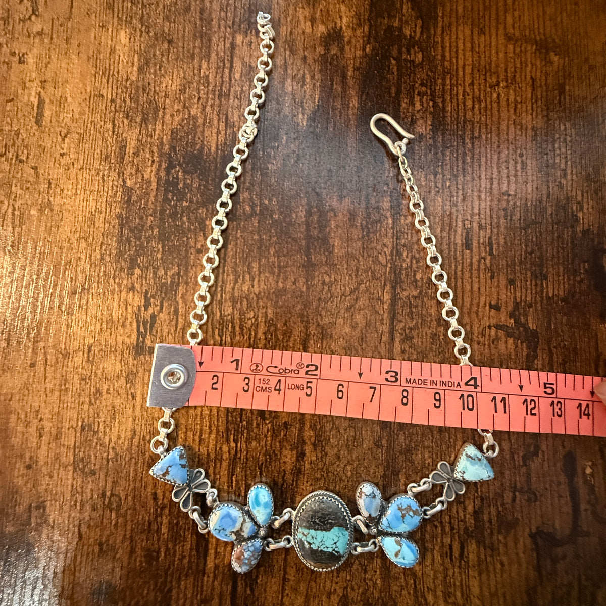 Blackjack and Golden Hills Turquoise Gemstone 16 Inch Choker Necklace in Sterling Silver Wild West Boho