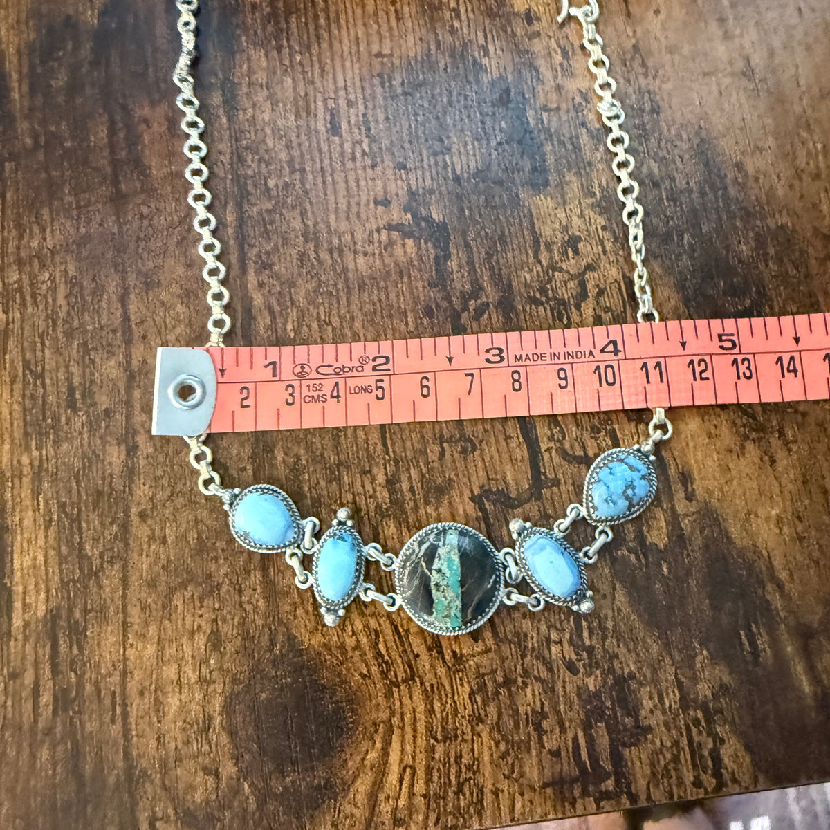 Blackjack and Golden Hills Turquoise Gemstone 16 Inch Choker Necklace Sterling Silver Wild West Boho