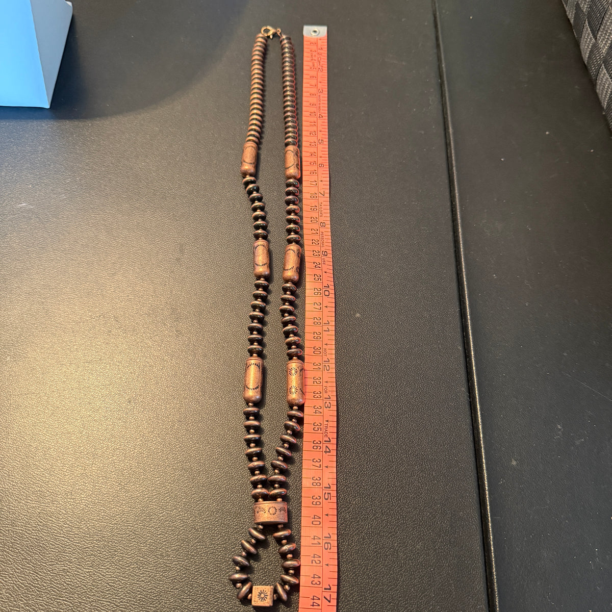 NKY260122-04                          30'' copper Navajo pearl and totem beads Necklace Wild West Boho