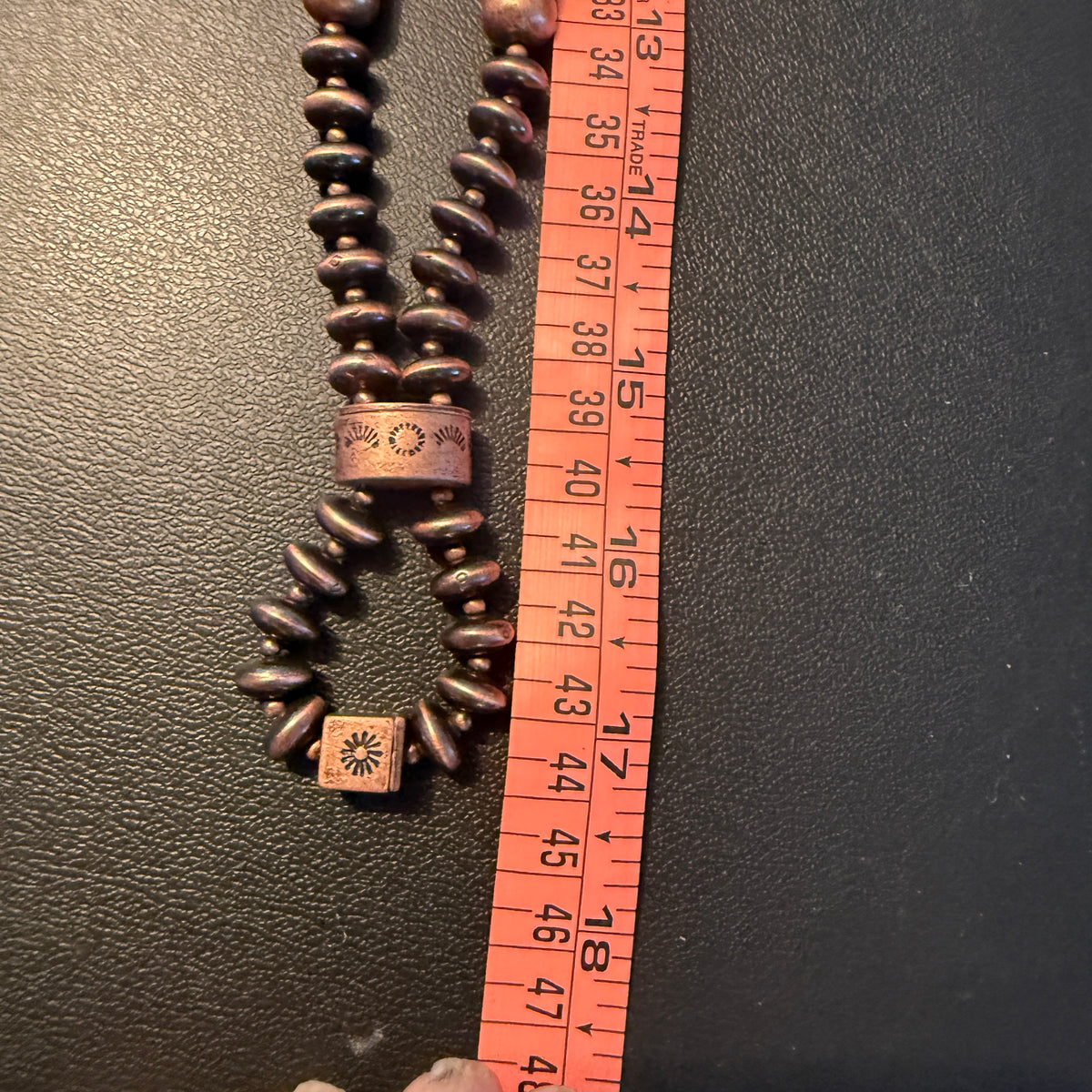 NKY260122-04                          30'' copper Navajo pearl and totem beads Necklace Wild West Boho