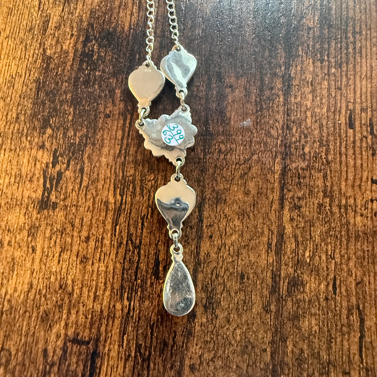 Wild Horse, Pink Conch and Golden Hills Turquoise Lariat Necklace Sterling Silver Wild West Boho