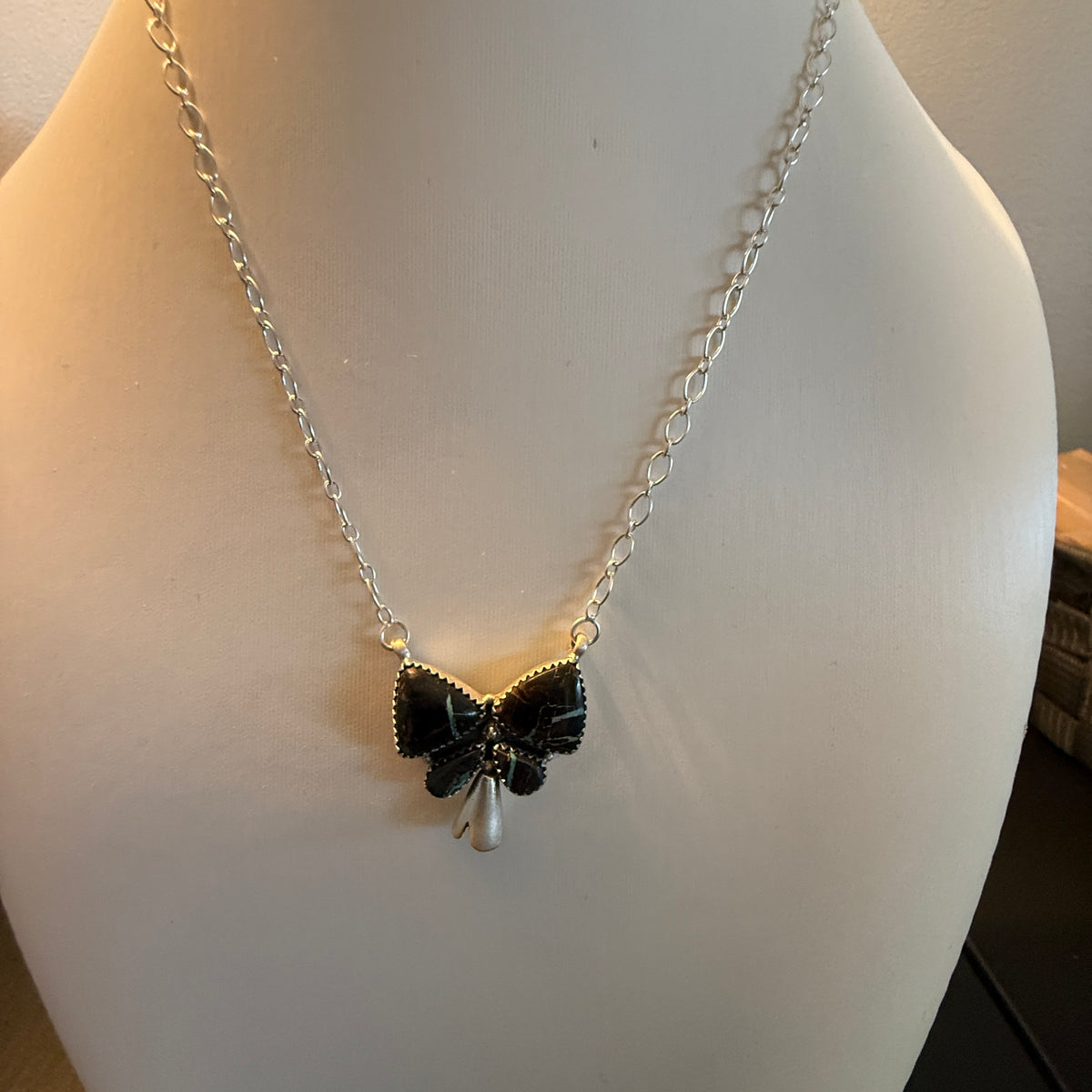 Blackjack Turquoise 18 Inch Bow Blossom Necklace in Sterling Silver Wild West Boho