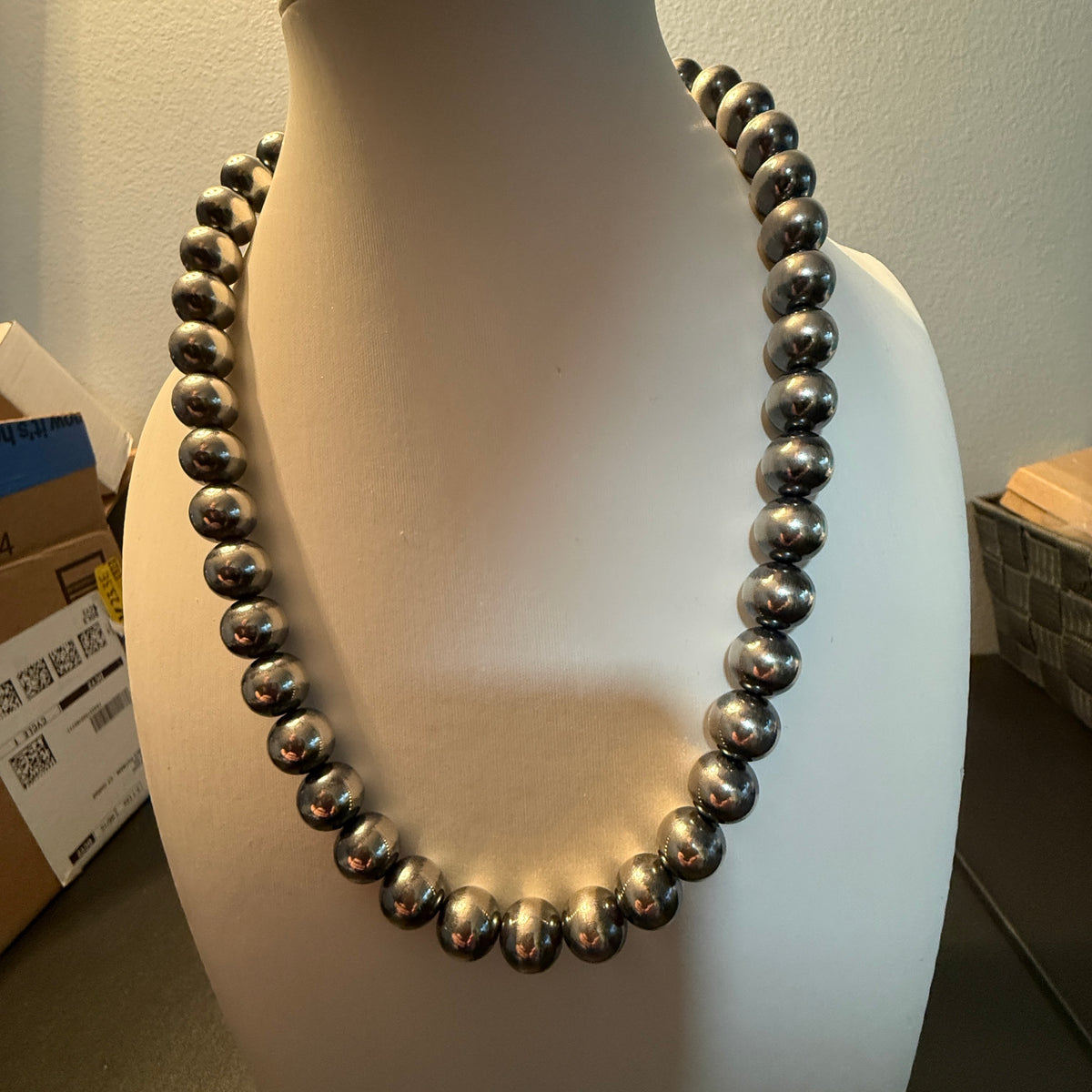 Desert Pearl Huge 12mm Pearl Necklace in Sterling Silver Wild West Boho