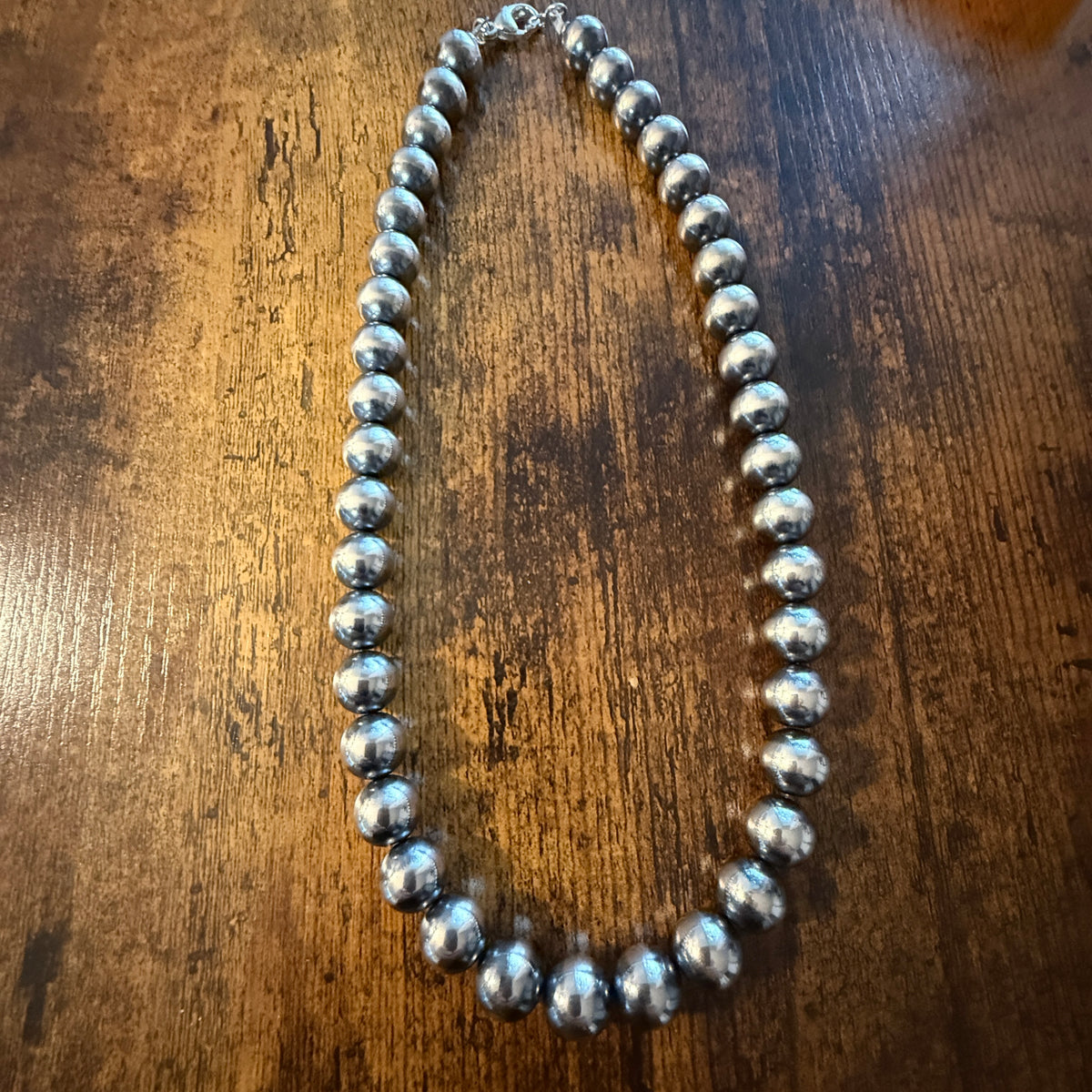 Desert Pearl Huge 12mm Pearl Necklace in Sterling Silver Wild West Boho