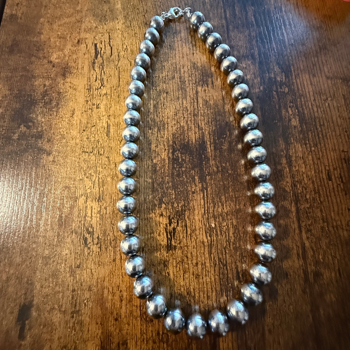 Desert Pearl Huge 12mm Pearl Necklace in Sterling Silver Wild West Boho