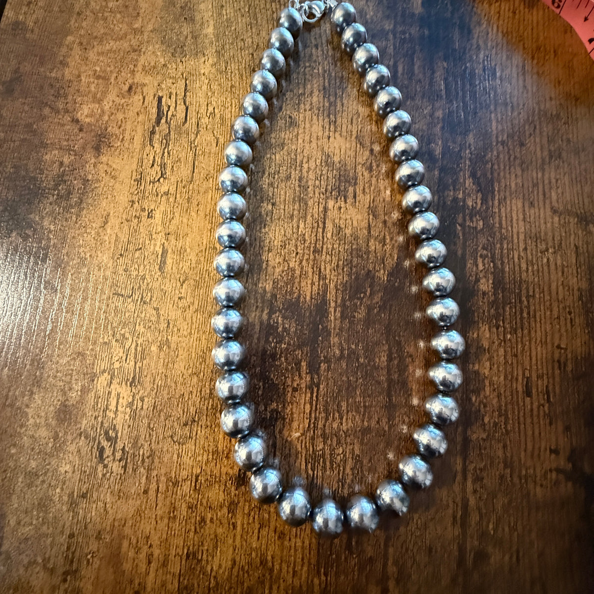 Desert Pearl Huge 12mm Pearl Necklace in Sterling Silver Wild West Boho