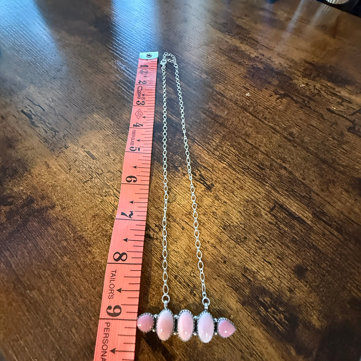 Queen Pink Conch 2 Inch Bar Necklace In Sterling Silver 18 Inch Chain Wild West Boho