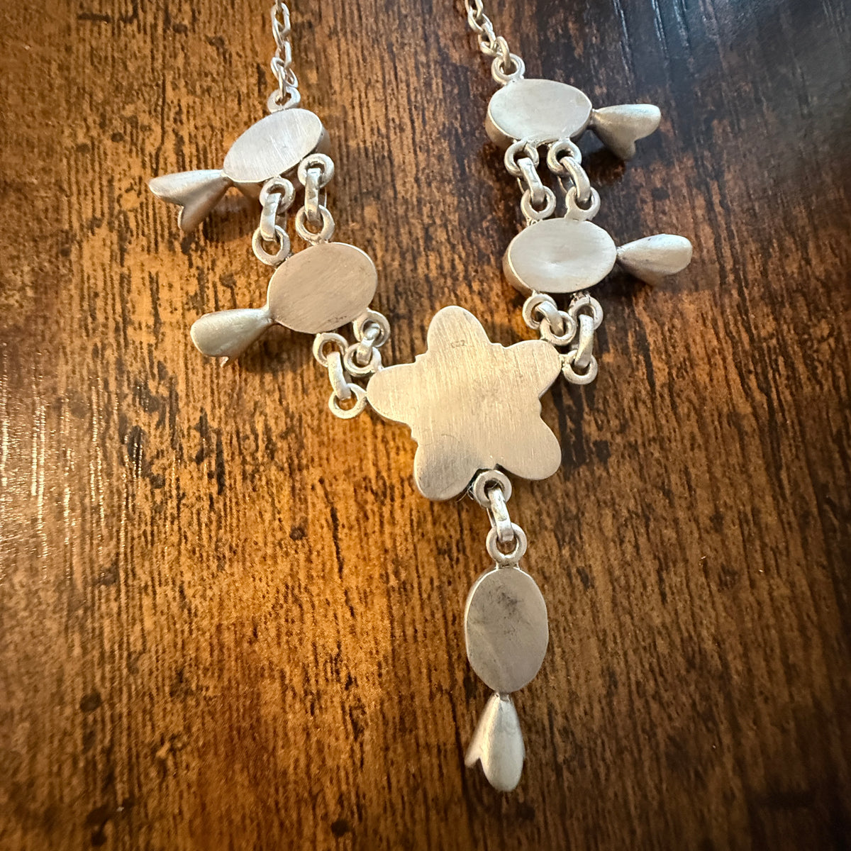 Queen Pink Conch Gemstone 20 Inch Blossom Necklace in Sterling Silver Wild West Boho