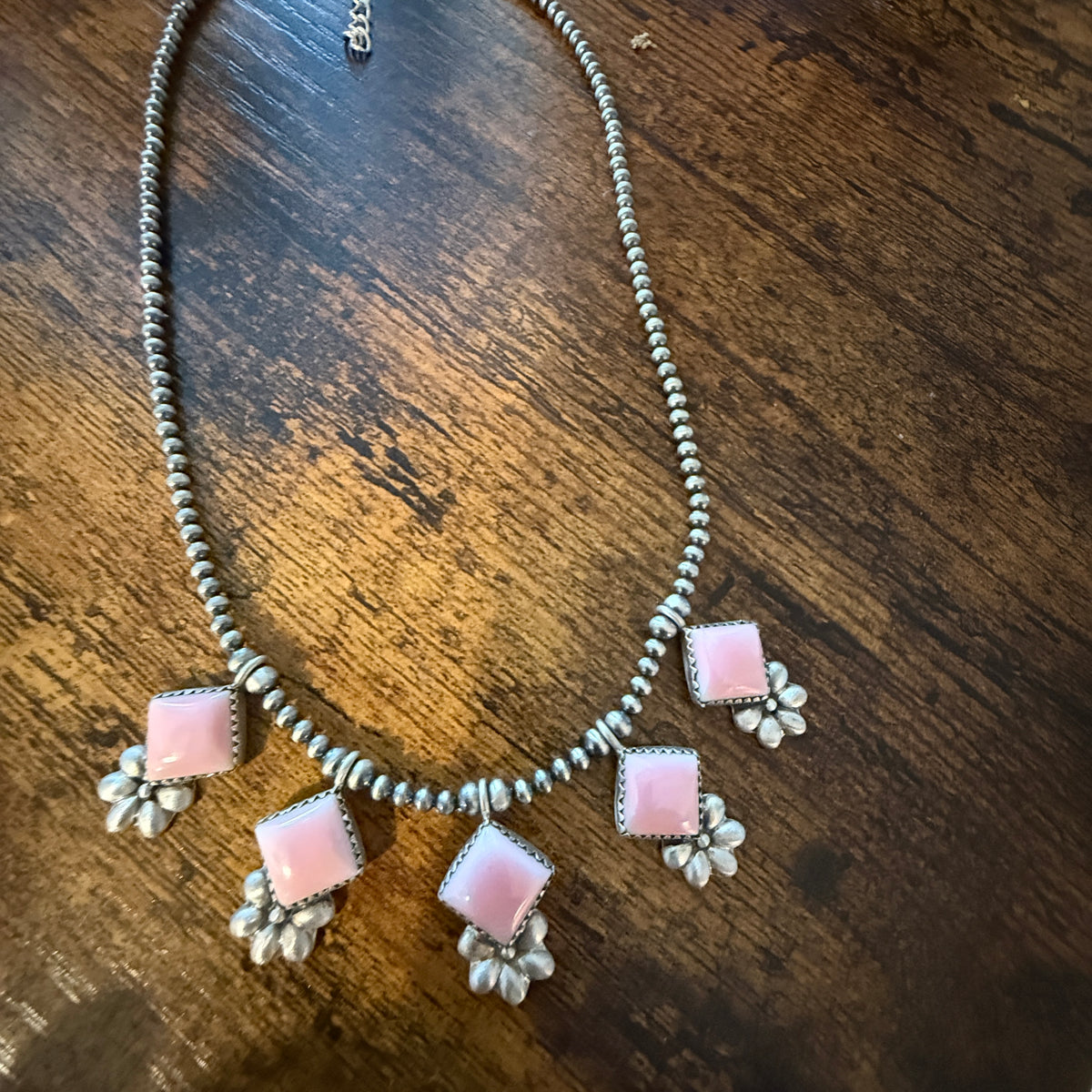 Queen Pink Conch 3mm Desert Pearl Choker Necklace in Sterling Silver Wild West Boho