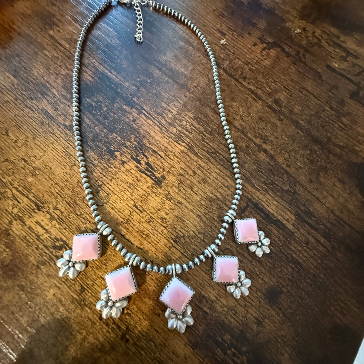 Queen Pink Conch 3mm Desert Pearl Choker Necklace in Sterling Silver Wild West Boho