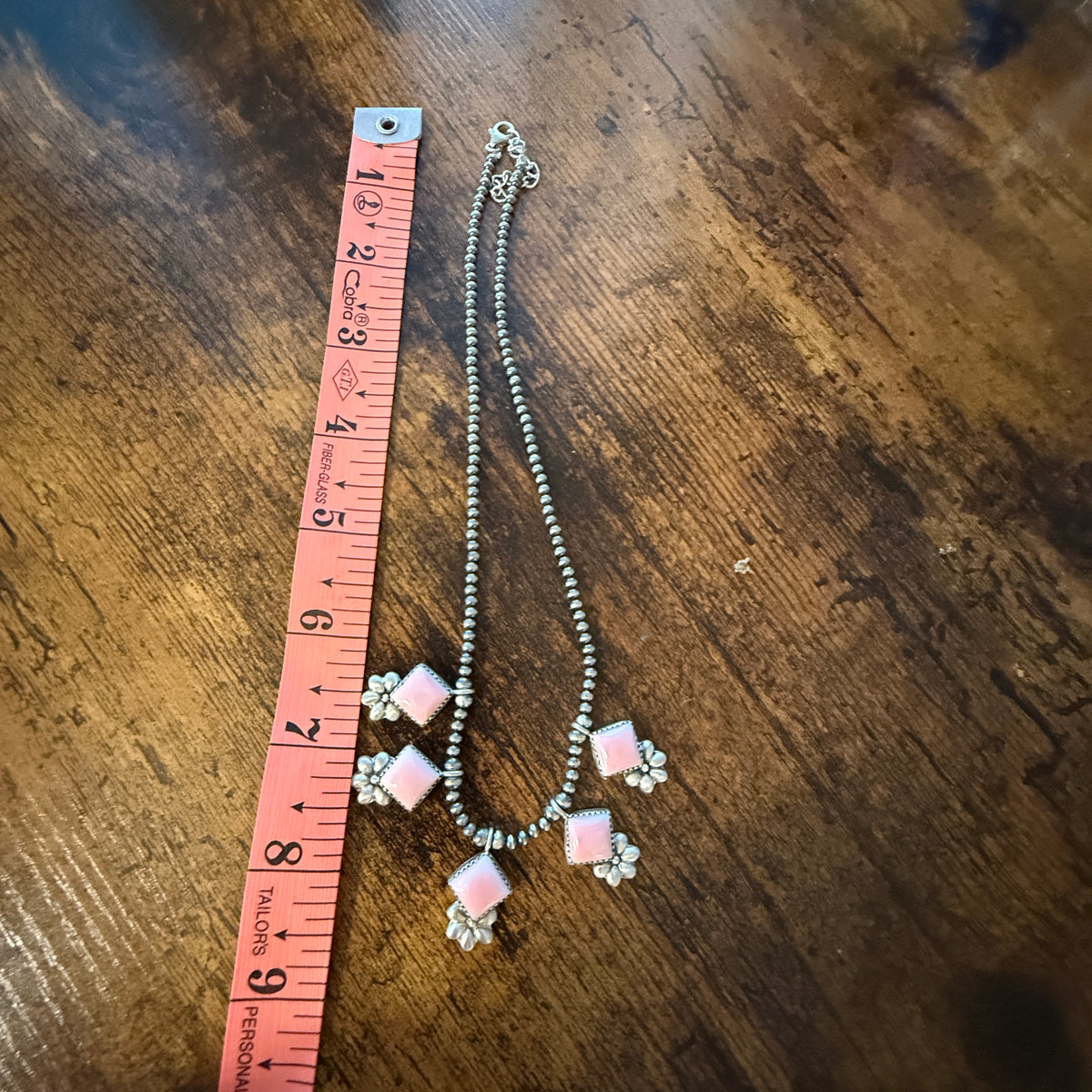 Queen Pink Conch 3mm Desert Pearl Choker Necklace in Sterling Silver Wild West Boho