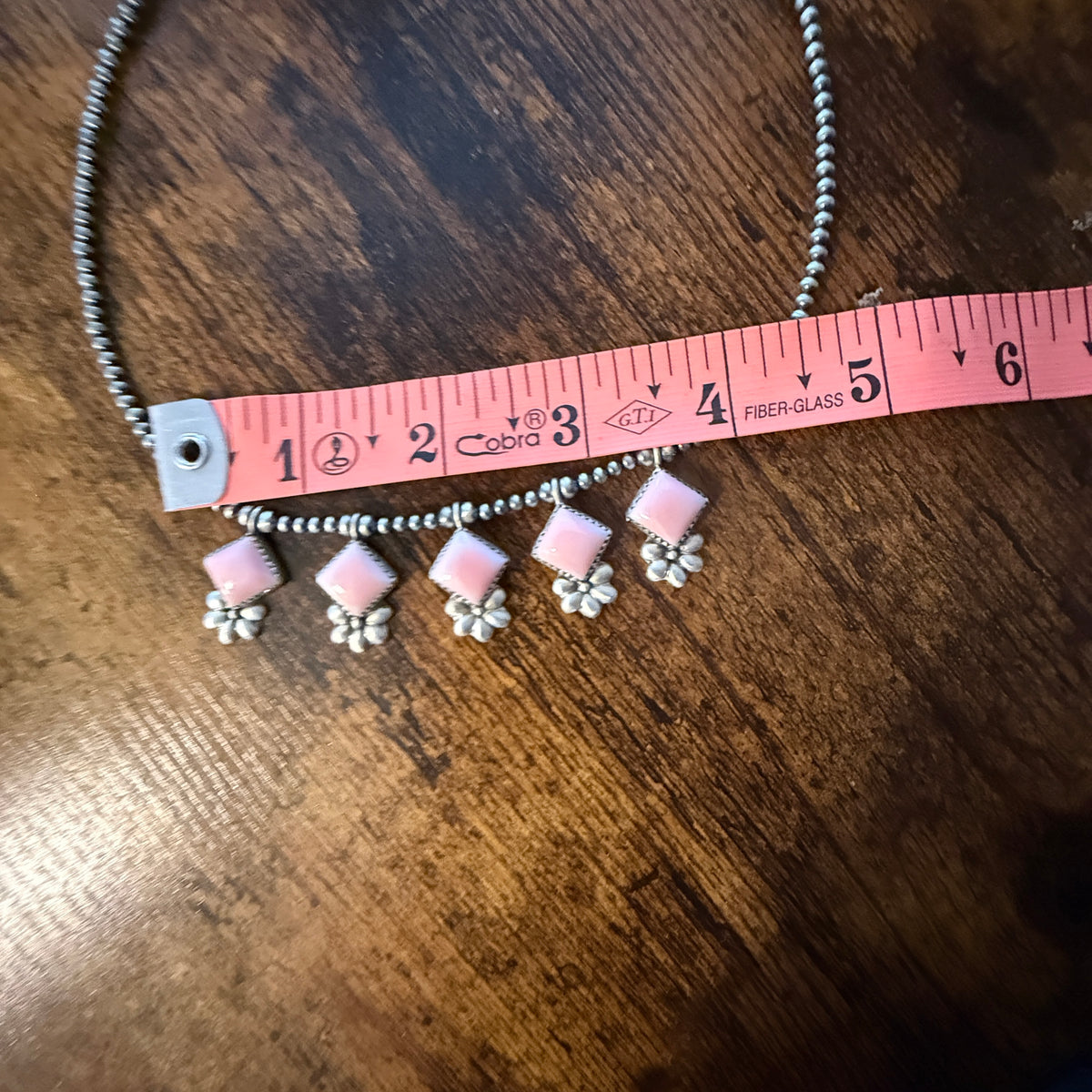 Queen Pink Conch 3mm Desert Pearl Choker Necklace in Sterling Silver Wild West Boho