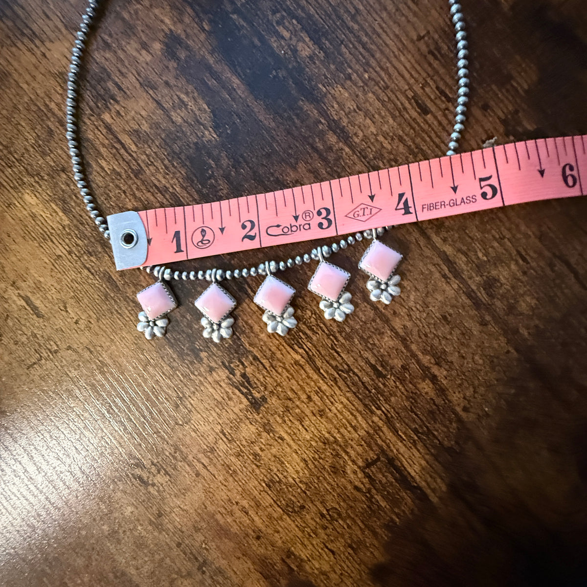 Queen Pink Conch 3mm Desert Pearl Choker Necklace in Sterling Silver Wild West Boho
