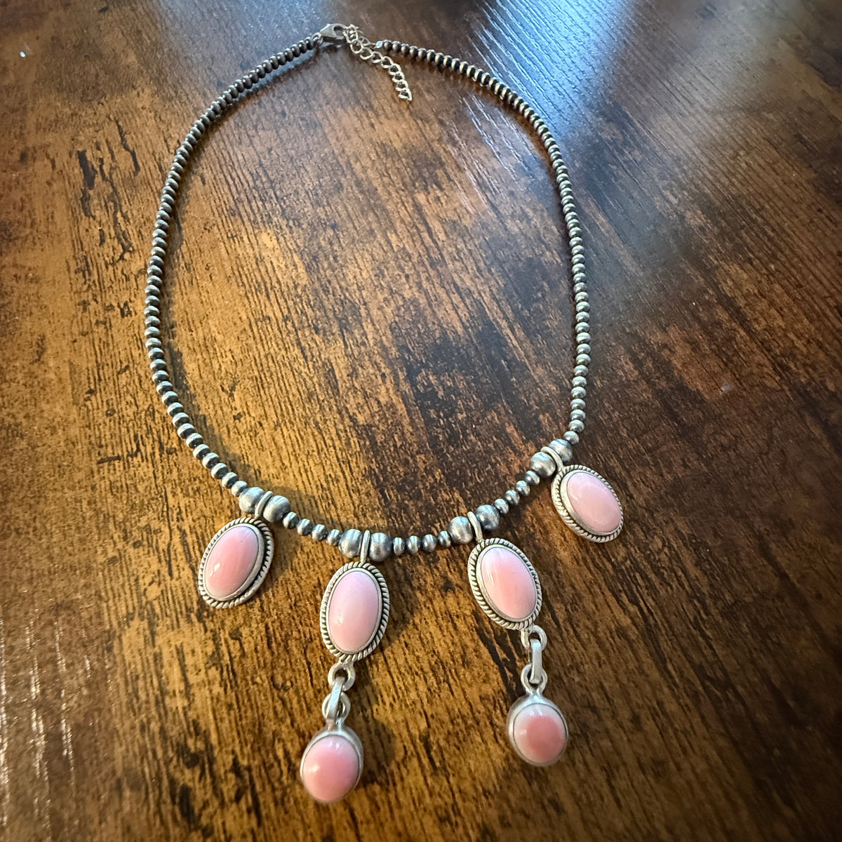 Queen Pink Conch 3mm Desert Pearl Choker Collar Necklace in Sterling Silver Wild West Boho