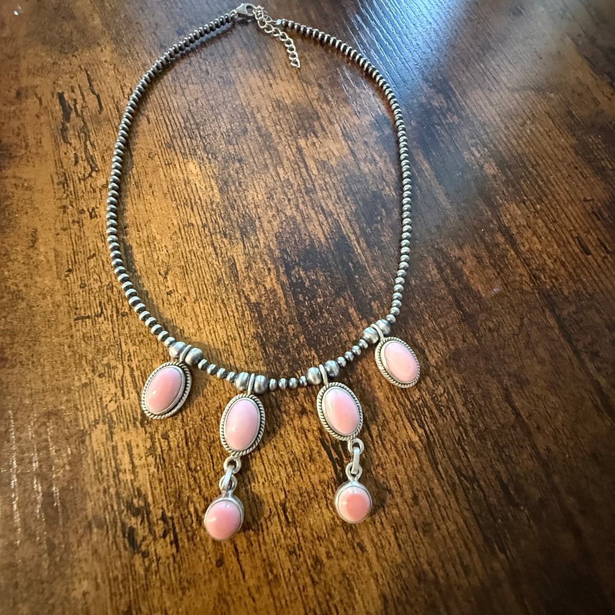 Queen Pink Conch 3mm Desert Pearl Choker Collar Necklace in Sterling Silver Wild West Boho