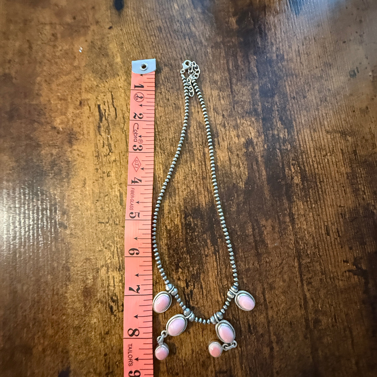 Queen Pink Conch 3mm Desert Pearl Choker Collar Necklace in Sterling Silver Wild West Boho