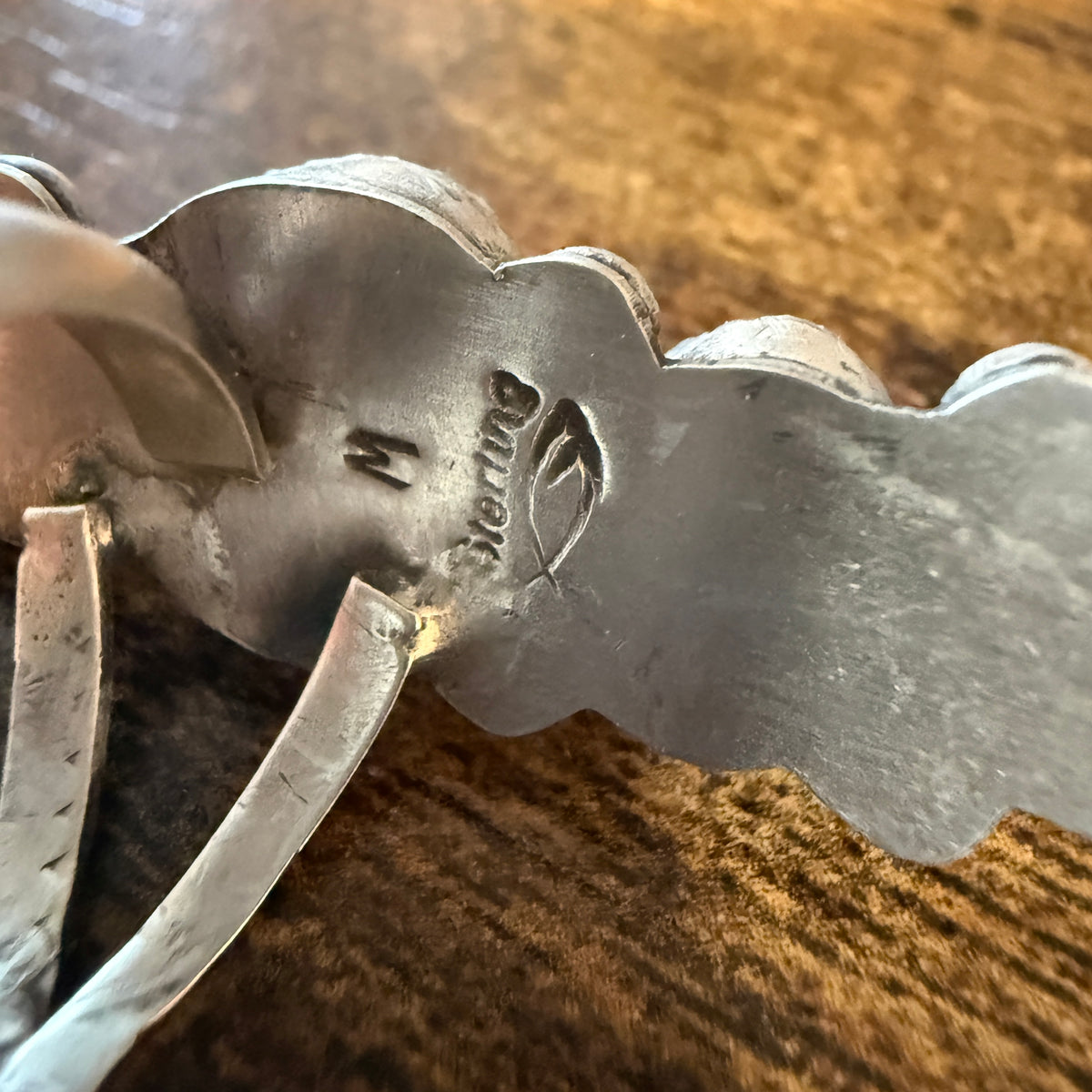 Native Signed Anisa Martinez Queen Pink Conch Ring Adjustable in Sterling Silver Wild West Boho