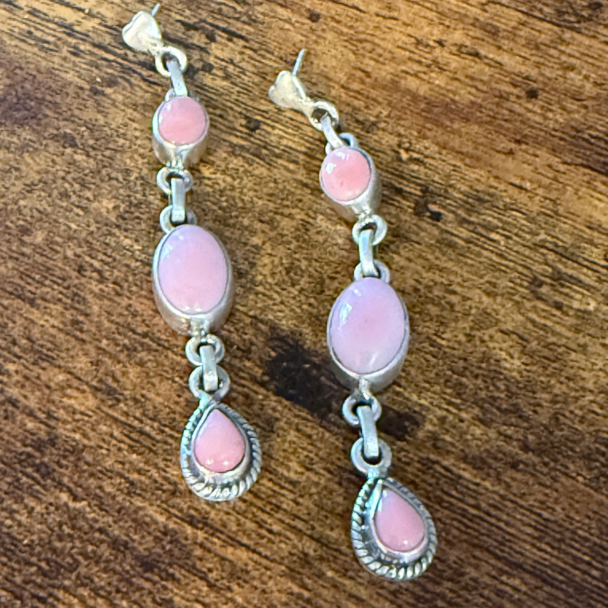 Queen Pink Conch 2 Inch Stud Drop Dangle Earrings in Sterling Silver Wild West Boho