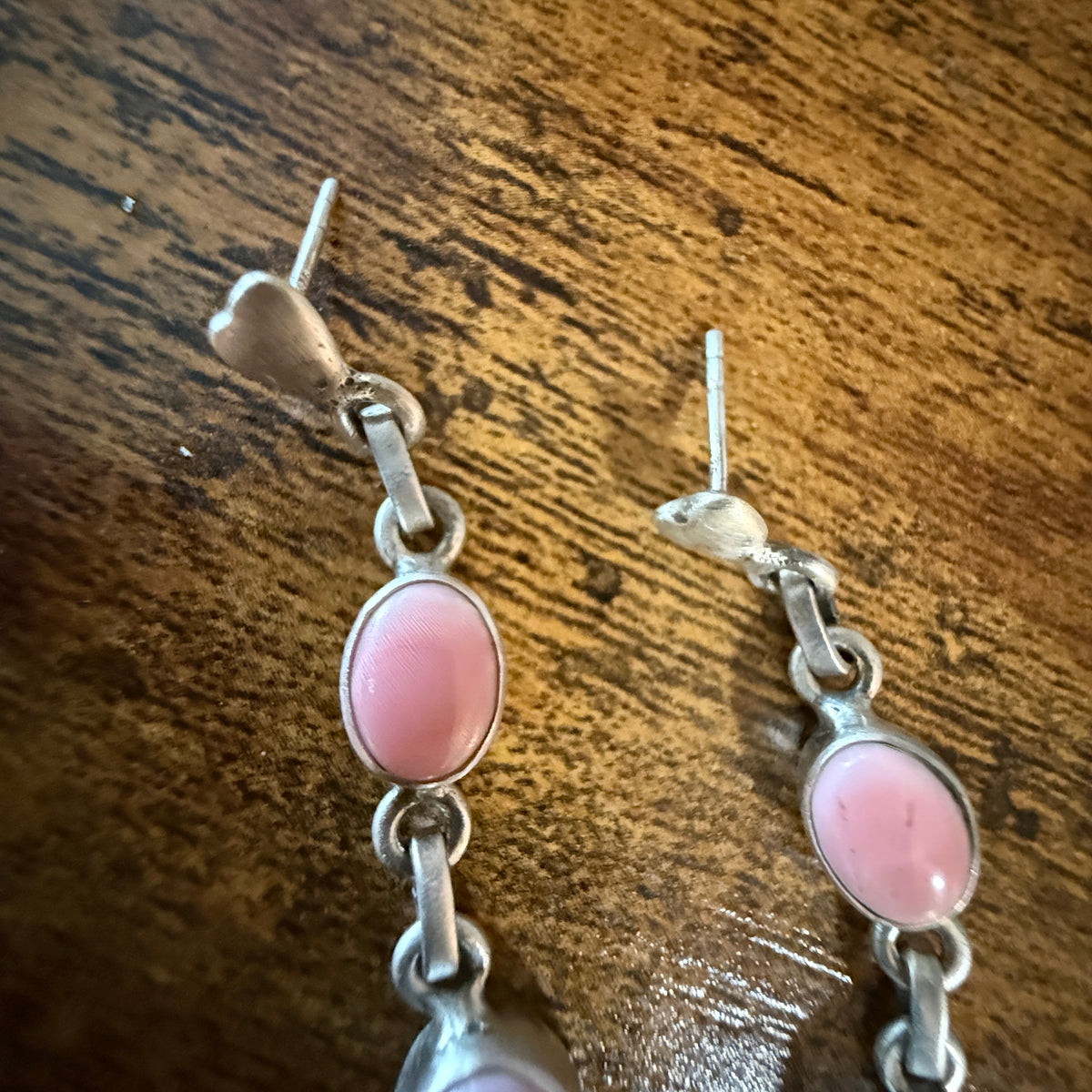 Queen Pink Conch 2 Inch Stud Drop Dangle Earrings in Sterling Silver Wild West Boho