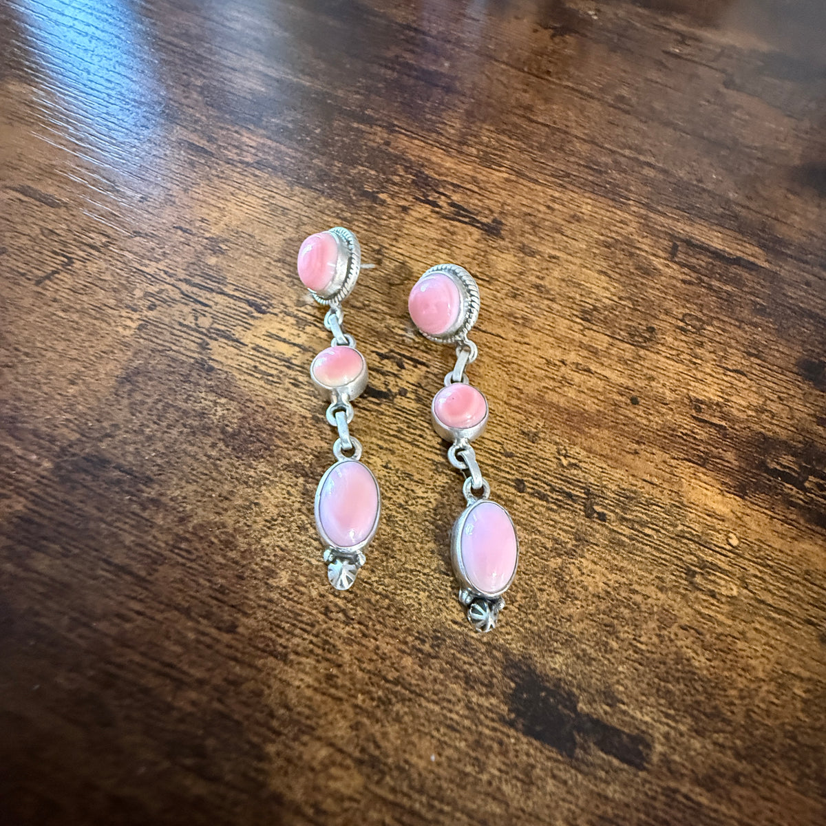 Queen Pink Conch 2.5 Inch Stud Drop Dangle Earrings in Sterling Silver Wild West Boho