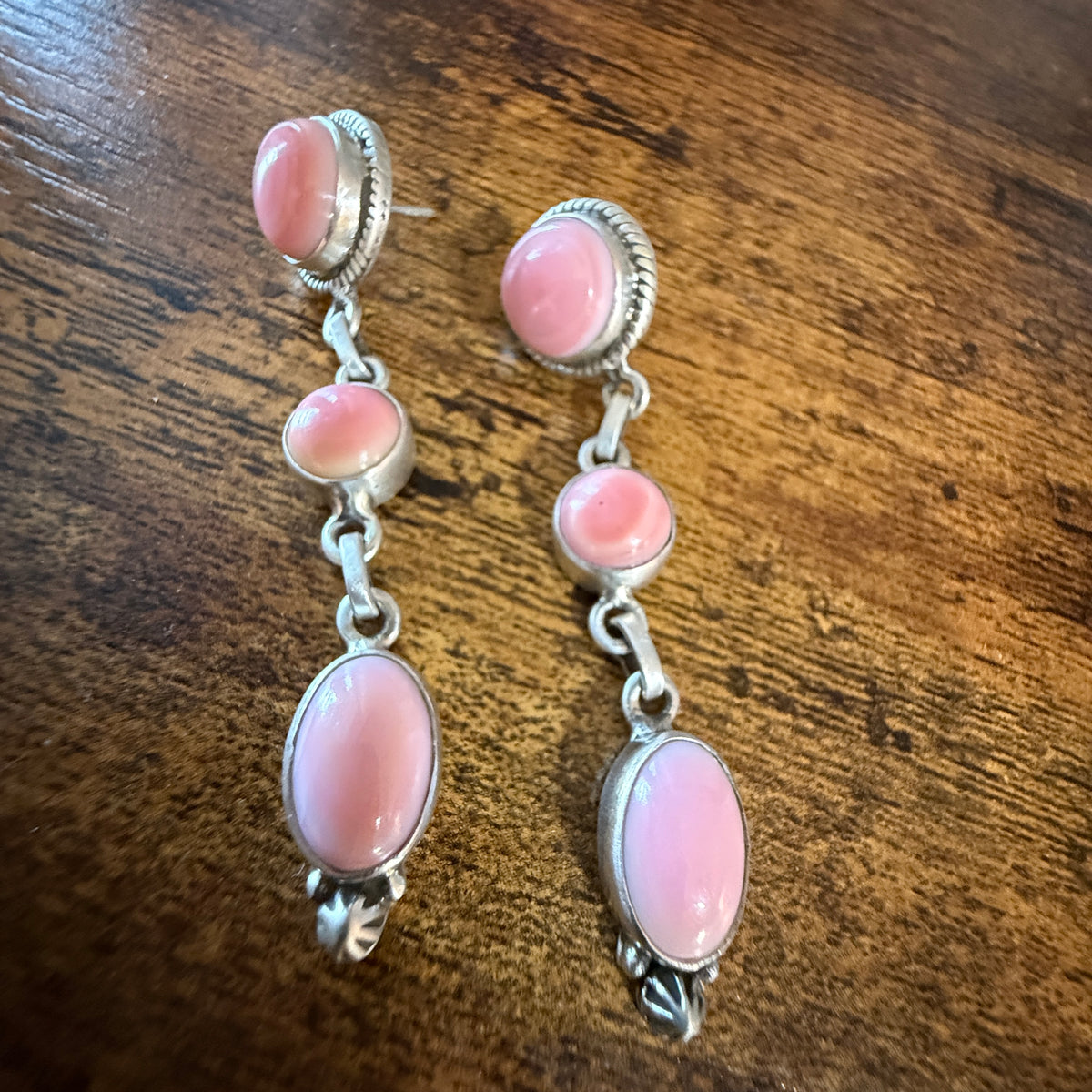 Queen Pink Conch 2.5 Inch Stud Drop Dangle Earrings in Sterling Silver Wild West Boho