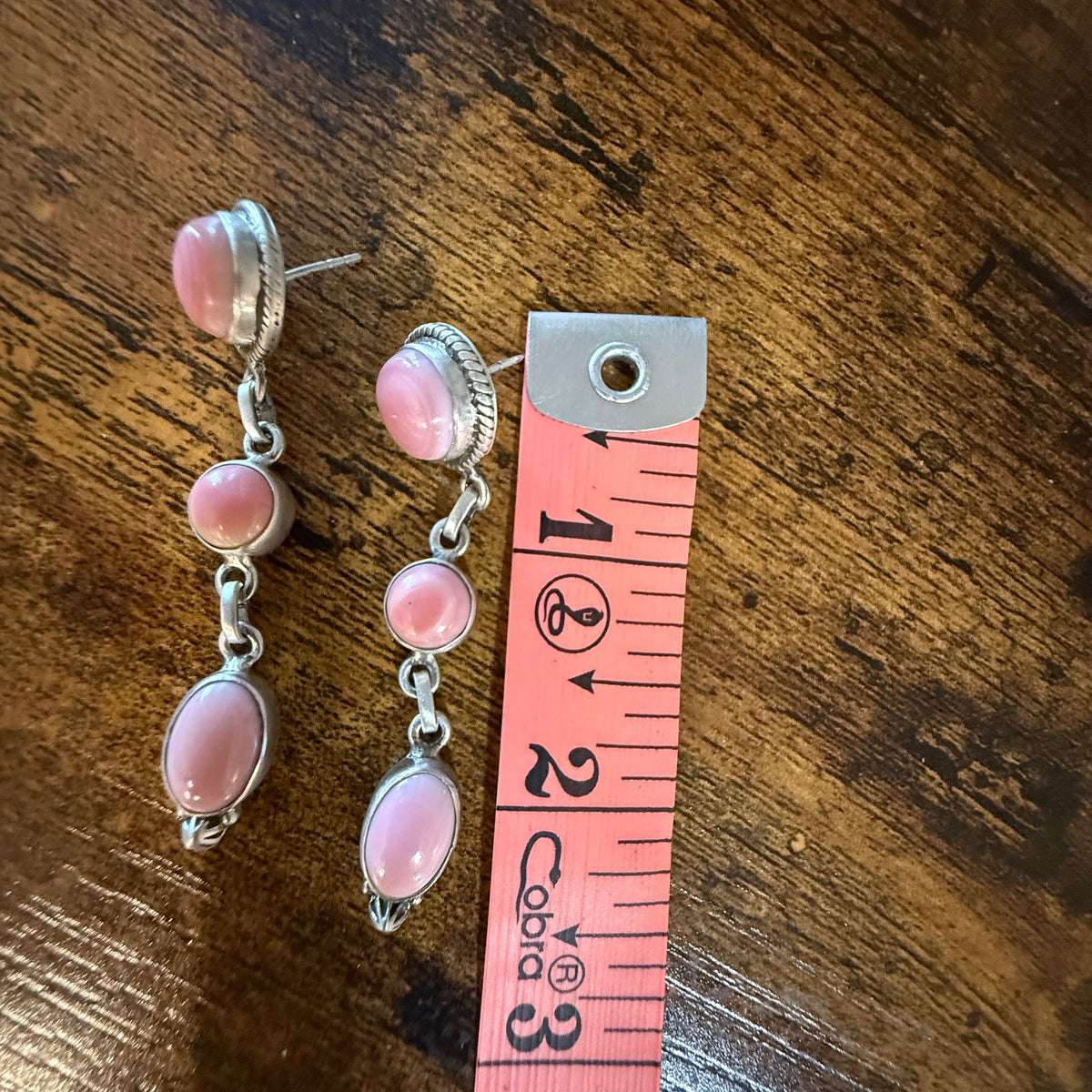 Queen Pink Conch 2.5 Inch Stud Drop Dangle Earrings in Sterling Silver Wild West Boho