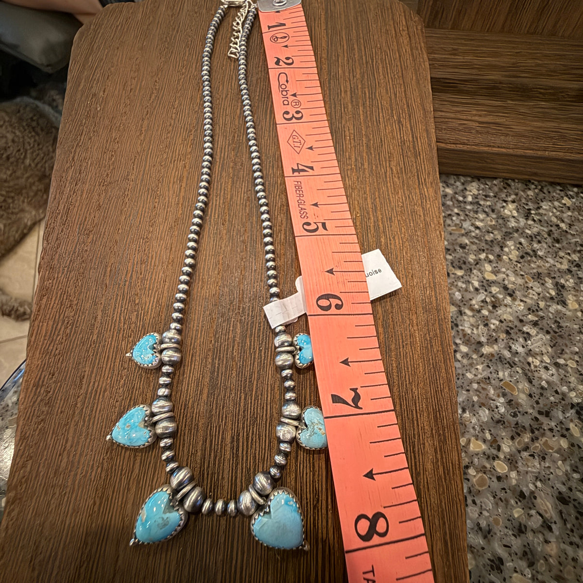 Sierra Bella Turquoise Gemstone Heart Choker Necklace 3mm Sterling Silver Desert Pearls Silver Elegant