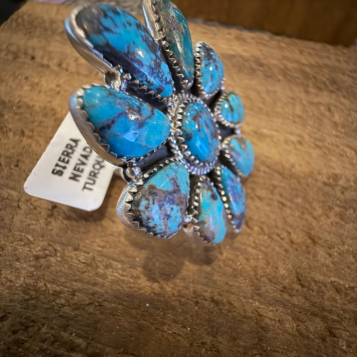Sierra Nevada Turquoise Oversized Statement Adjustable Cluster Ring in Sterling Silver Silver Elegant
