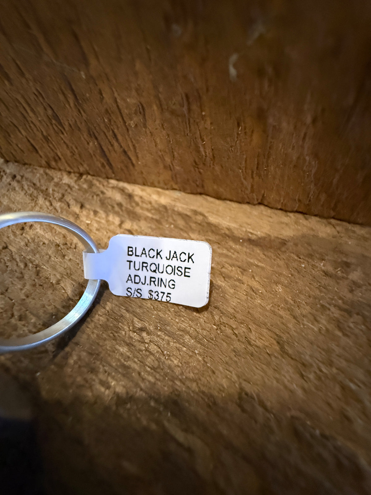 Native Signed Donovan Nez Blackjack Turquoise Adjustable Statement Ring in Sterling Silver Silver Elegant