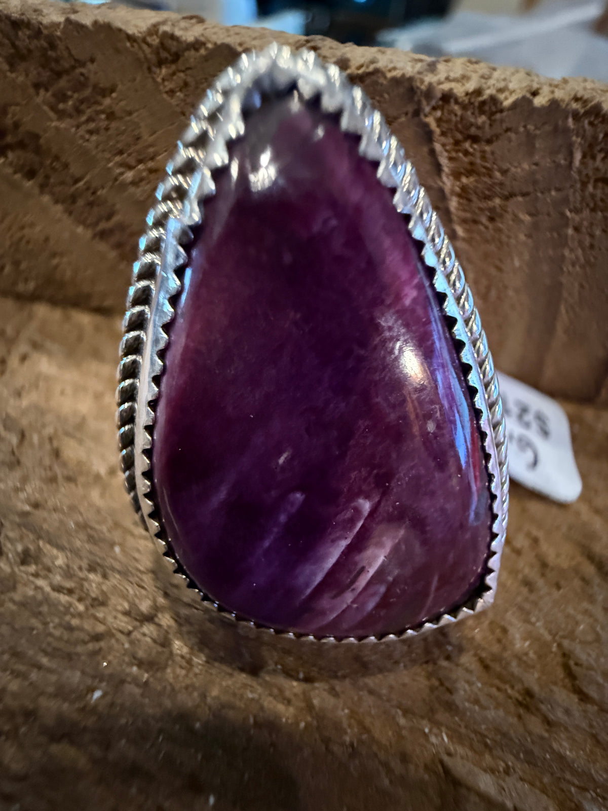 Native Signed TT Purple Spiny Oyster 1.50 Inch Ring Size 6.5 in Sterling Silver Silver Elegant